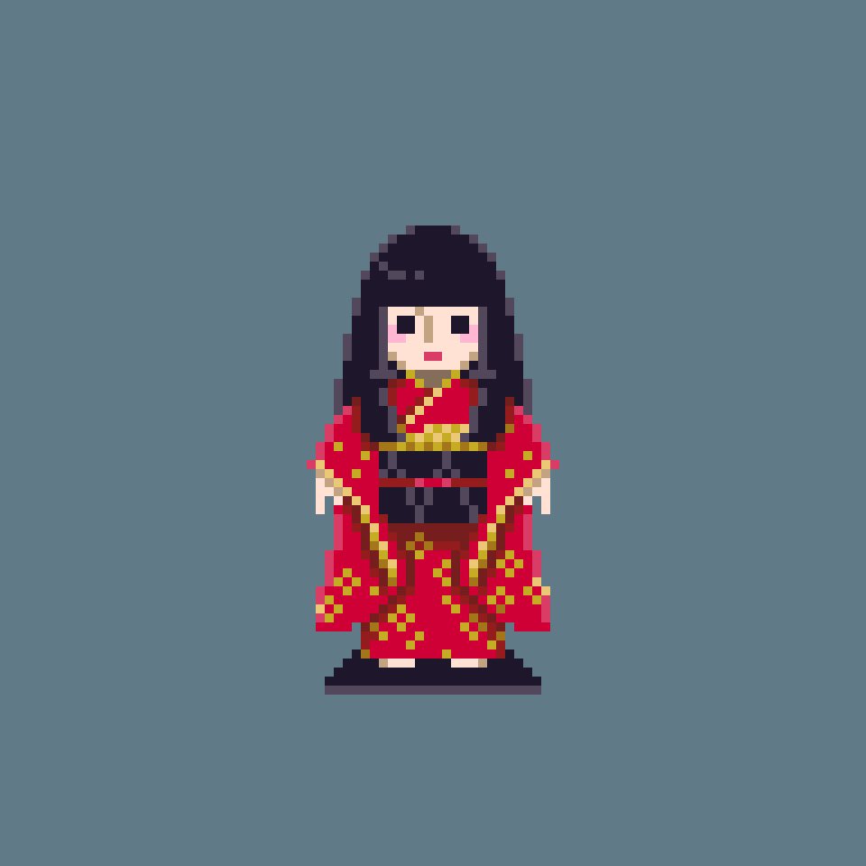 Tamapocomix's tweet photo. Japanese Doll
#Dottable #pixelart #ドット絵 https://t.co/smMF7S2NKP