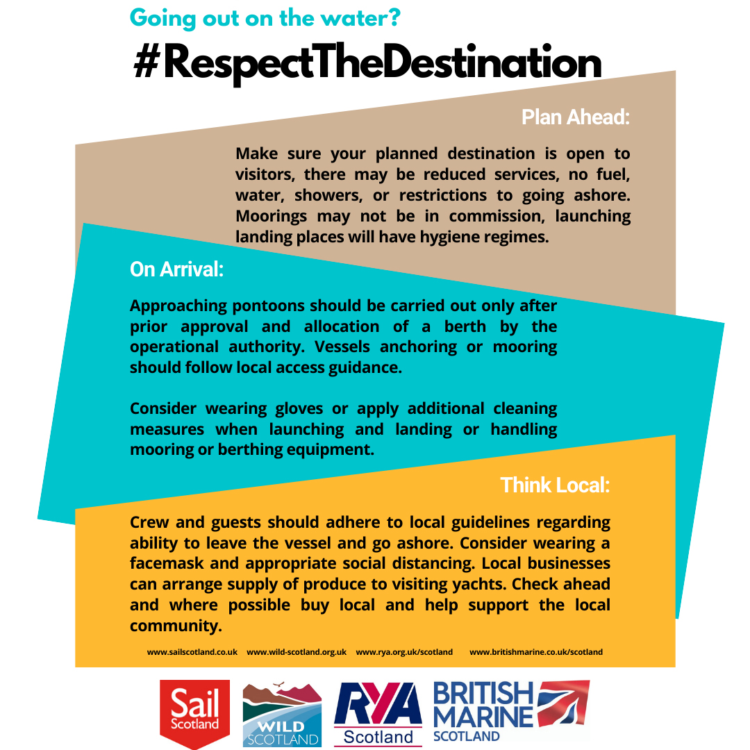 RYAScotland's tweet photo. Do you plan to head afloat this weekend? Don 't forget to plan ahead and #RespectTheDestination  #YCW2020 #ReturnToBoating
https://t.co/BxUJjj0f0H @sailscotland @wildscotland
@BM_Scotland https://t.co/wEgmvQzfWo