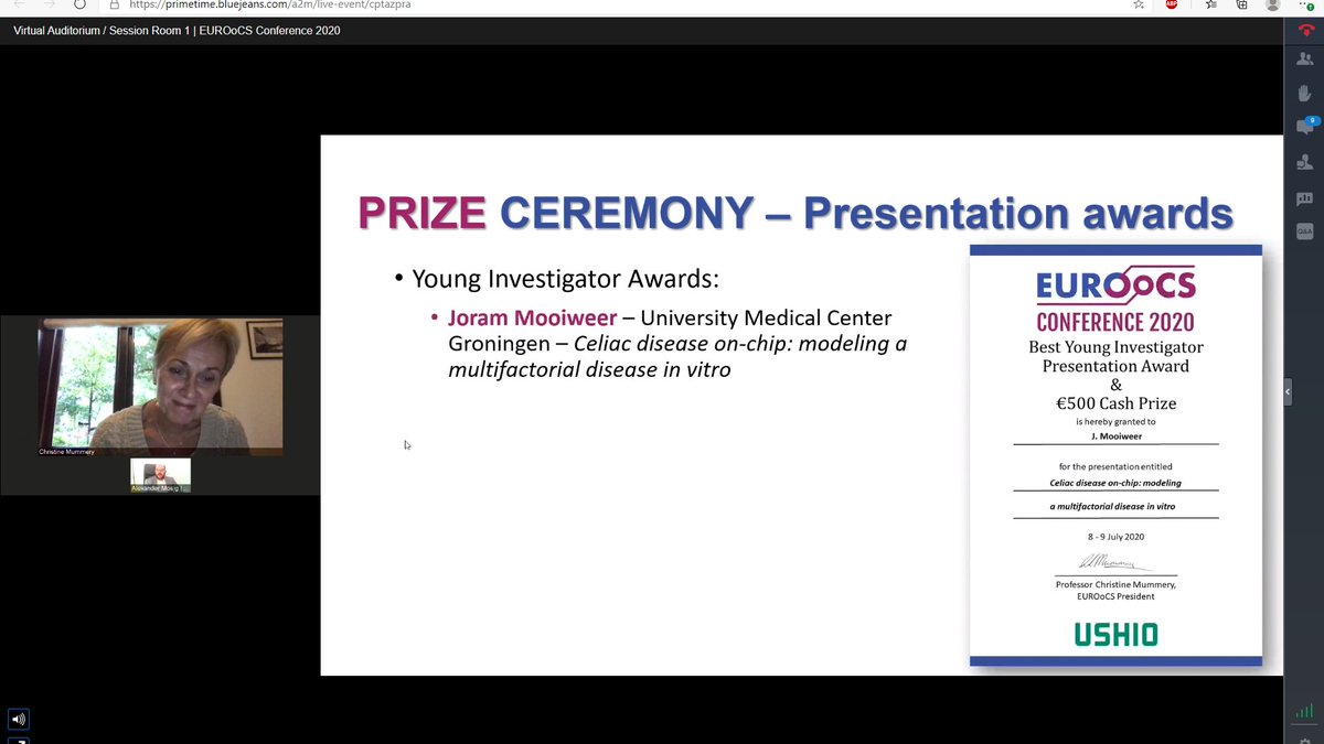 Joram Mooiweer from the #NOCI has won the best presentation prize of the #EUROoCS conference. An amazing honor, and very well-deserved (as he had only two days to prepare his talk). #gutonchip #celiacdisease #twoyearNOCIstreak #organonchip #OoC