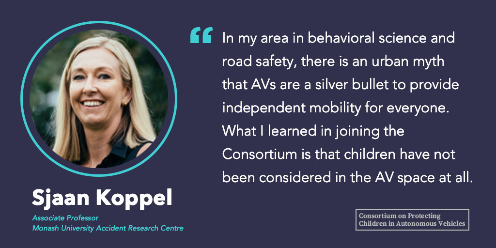 #AutonomousVehicles aren’t coming someday soon — they are here. <a href="/SjaanKoppel/">A/Prof Sjaan Koppel (she/her)</a>, a member of our Consortium on Kids in AVs, will soon publish research with parents on attitudes around kids in #selfdrivingcars.