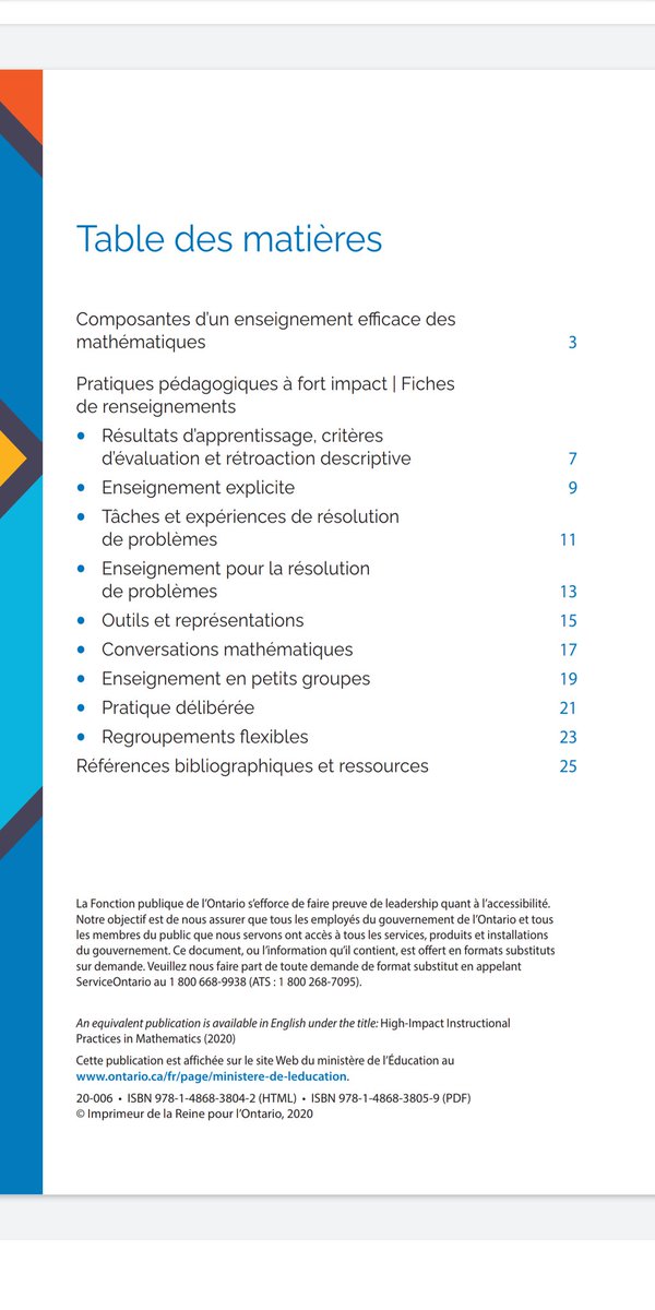 programme cadre ontario mathématiques