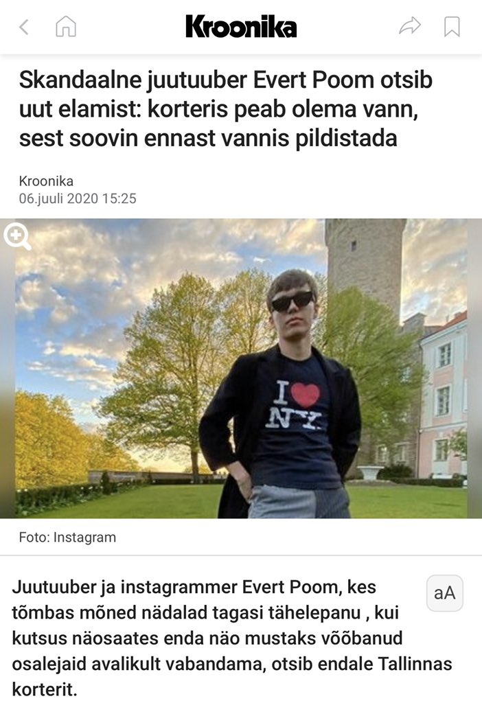 evertpoom's tweet photo. ma ei saa üle sellest et ma tegin oma insta pildi all nalja et ma “otsin vanniga korterit sest ma igatsen endast vannis pilte teha” ja kroonika kirjutas sellest tõsise uudise https://t.co/UunZhvL0cn