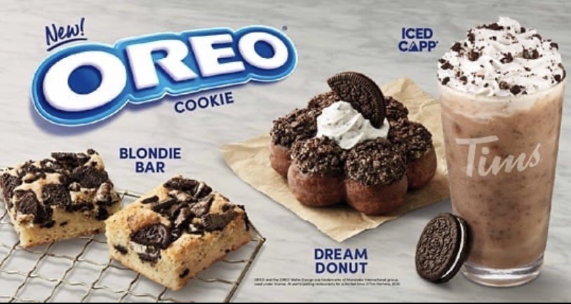 Tim Hortons Has a New Oreo Dream Donut That's Topped With Vanilla Icing and  Cookie Pieces