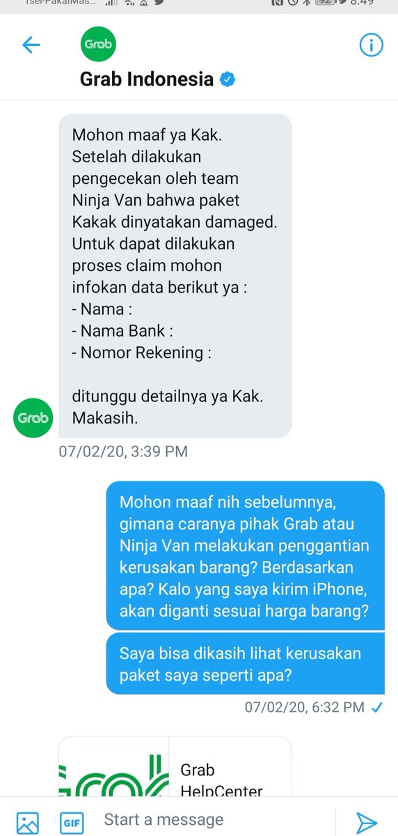 ranandari's tweet photo. @IndiIndi235 @GrabID @ninja_xpress Paket sy dinyatakan RUSAK. Masa sih bisa rusak?? Saya yakin sih HILANG, kalau rusak masa ga bisa kasih bukti kerusakannya? Trus bisa dinyatakan rusak cara mereka taunya gimana. Gak masuk akal. Ini balasan dr admin via DM Twitter, perlu sy sensor namanya. https://t.co/Ny71RIUoYI