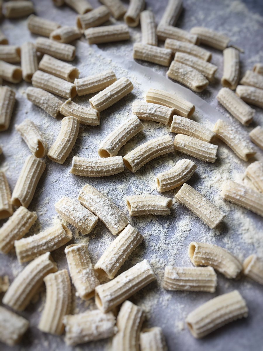 pasta_pici's tweet photo. **Rigatoni**

Made with a semolina blend so its more robust than yellow dough &amp; can easily withstand going through the extruder 💁🏻‍♀️ 

Took the pressure off my little wrists for the day ✨✨ https://t.co/uLJVcNShHd