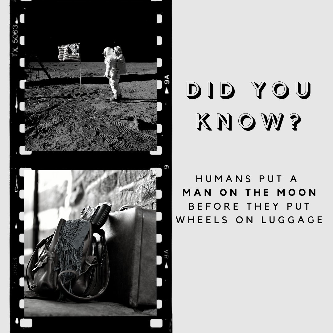 BWRoundhouse's tweet photo. Best Western Plus Boston Hotel #FunFact: Macy's sold the first rolling suitcases 🧳 in October 1970 thanks to Bernard Sadow.  #FactOfTheDay  https://t.co/mbYvJXiGyr https://t.co/cPEDourhyX
