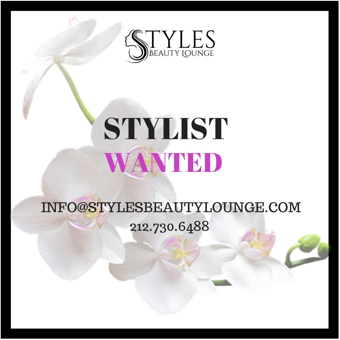 StylesBeautyNY's tweet photo. Join the Styles Beauty Lounge team!  Must have a current cosmetology license. 
#stylesbeautylounge #hairstylists #haircuts #extensionsspecialists #color  #beauty #hair #hairinspiration #hairtransformations #makeup #behindthechair https://t.co/gTsVRdEPj1
