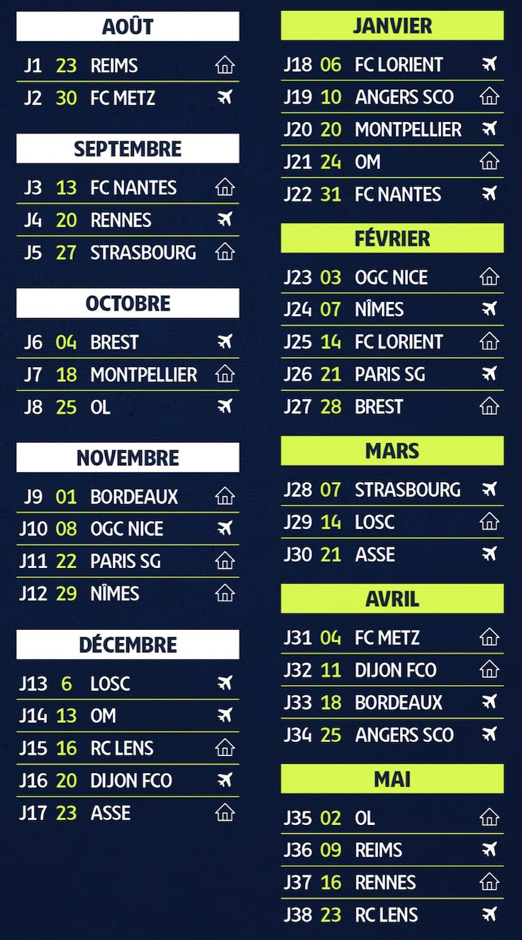 Calendrier Monaco Foot 