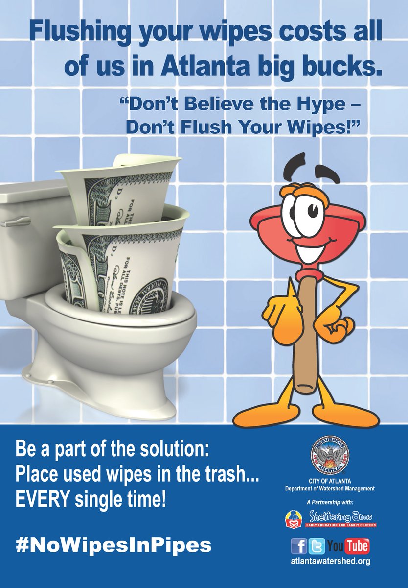 Amidst the COVID-19 Pandemic, many of our customers are using additional wipes, paper towels &amp; facial tissues. We’d like to remind the #CityOfAtlanta that these products are in NO WAY flushable. Please throw them in the trash every time. #NoWipesInPipes