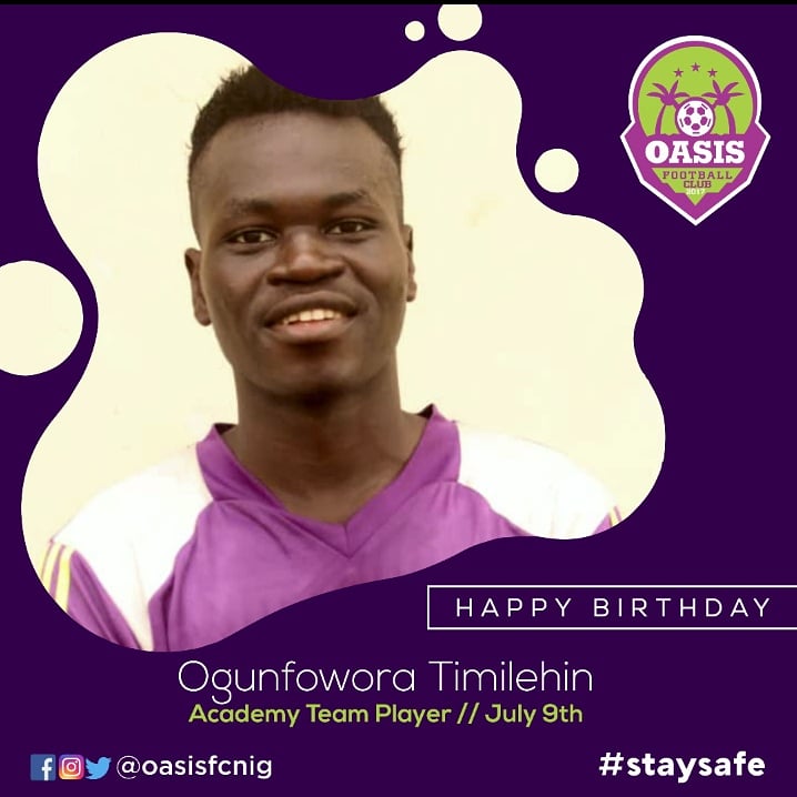 oasisfcnig's tweet photo. Happy birthday🎂🎂🎂🎂🎂🎂💃🏽🚶🏼‍♀️🍿🍿🍿🍿 Ogunfowora Timilehin, May the good Lord continue to bless and keep you.⚽⚽⚽⚽⚽The entire family of Oasis Football Club celebrate you today. Have fun !!! It is your day.
#oasisfc https://t.co/F60VVtGXAb