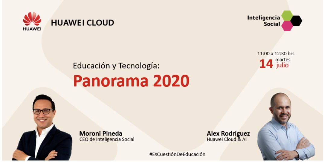 AlexRodriguez_S's tweet photo. Acompáñanos en la entrevista que tendremos con @moronipineda creador e iniciador del modelo de alianzas público-privadas para el impulso de la educación en México.

#EsCuestiónDeEducación #HuaweiCloud #CloudForGood #Cloud #educacion https://t.co/0cKznc80vZ