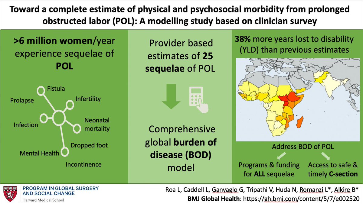Our team’s latest publication on obstructed labor <a href="/GlobalHealthBMJ/">BMJ Global Health</a> shows burden of disease is underestimated w many social and physical sequelae. @LinaRoaS @blakealkire <a href="/DrRomanzi/">Dr Romanzi</a> <a href="/LukeCaddell/">Luke Caddell</a> <a href="/EngenderHealth/">EngenderHealth</a> <a href="/JohnMeara/">John G Meara 🇲🇹🇦🇺🇺🇸</a> <a href="/USAIDGH/">USAID Global Health</a> gh.bmj.com/content/5/7/e0…