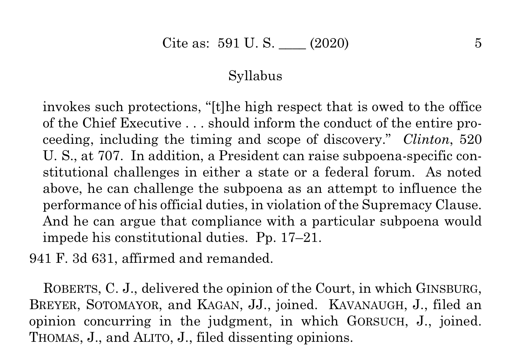 Scotus Rules On Two Trump Related Cases Vance And Mazars Both 7 2 Against Trump