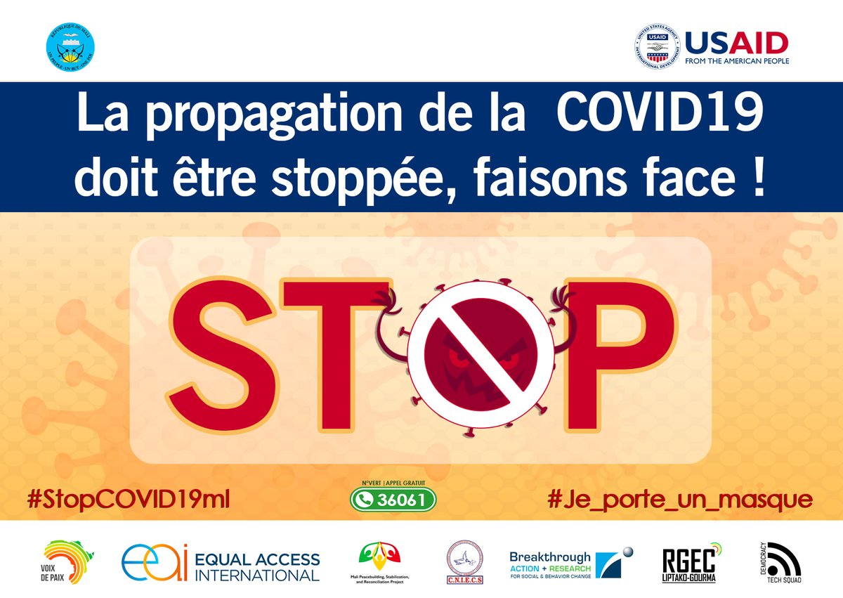 EqualAccessMali's tweet photo. Ensemble nous pouvons stopper le Coronavirus au Mali. 
#StopCOVID19ml
#Je_porte_un_masque https://t.co/y9WCvTH7w9