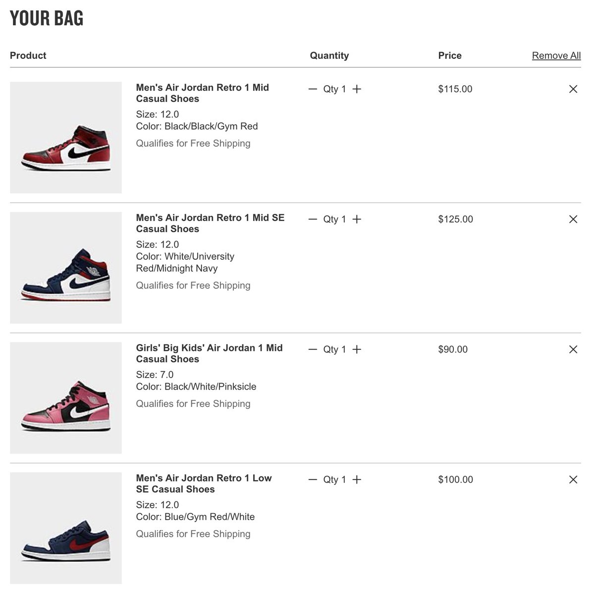 jordan aj 1 mid se finish line