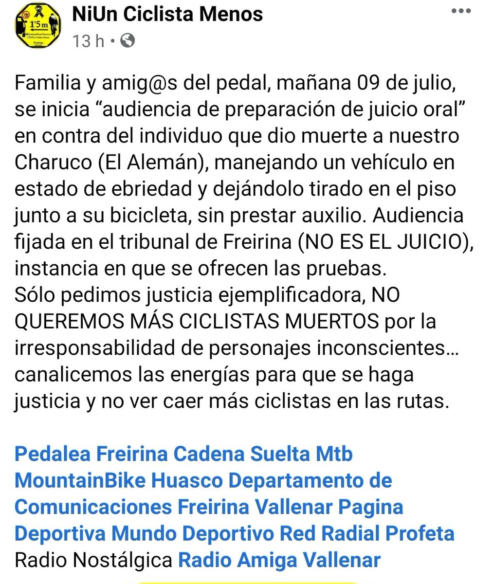 pikillo_green's tweet photo. Me piden compartir cc @FundacionEmilia @conaset @rcaimanque @FreirinaIM @cesar_freirina @RodrigoLoyolaM @chripalma @NiUnCiclistaMen @bicimama @yoenBicicleta #JusticiaParaCharuco #NoMasEbriosAlVolante #Freirina #Atacama #Bicicleta https://t.co/O8q3BH7CNk