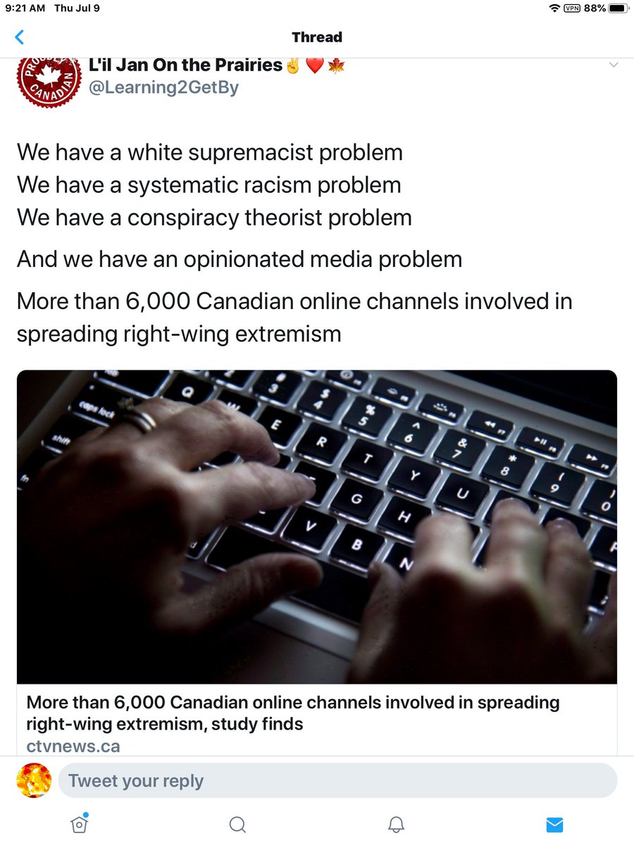 This is the article that contained the report. It came out June 17, 2020. And contained a dire warning that upto 11 million people have been exposed to the far right radicalized extremist propaganda. https://www.ctvnews.ca/canada/more-than-6-000-canadian-online-channels-involved-in-spreading-right-wing-extremism-study-finds-1.4991473