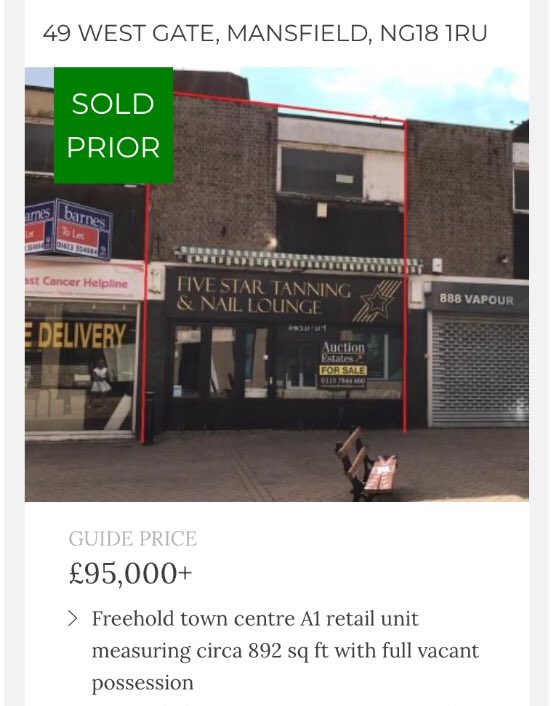 auctionestates1's tweet photo. SOLD! We have exchanged contracts this afternoon on this town centre retail property in Mansfield. We still have available 51 West Gate, Mansfield at a Guide of £95,000+. #auction #soldprior #deals #mansfield #retail #freehold #vacant https://t.co/9DCVLA1f8m