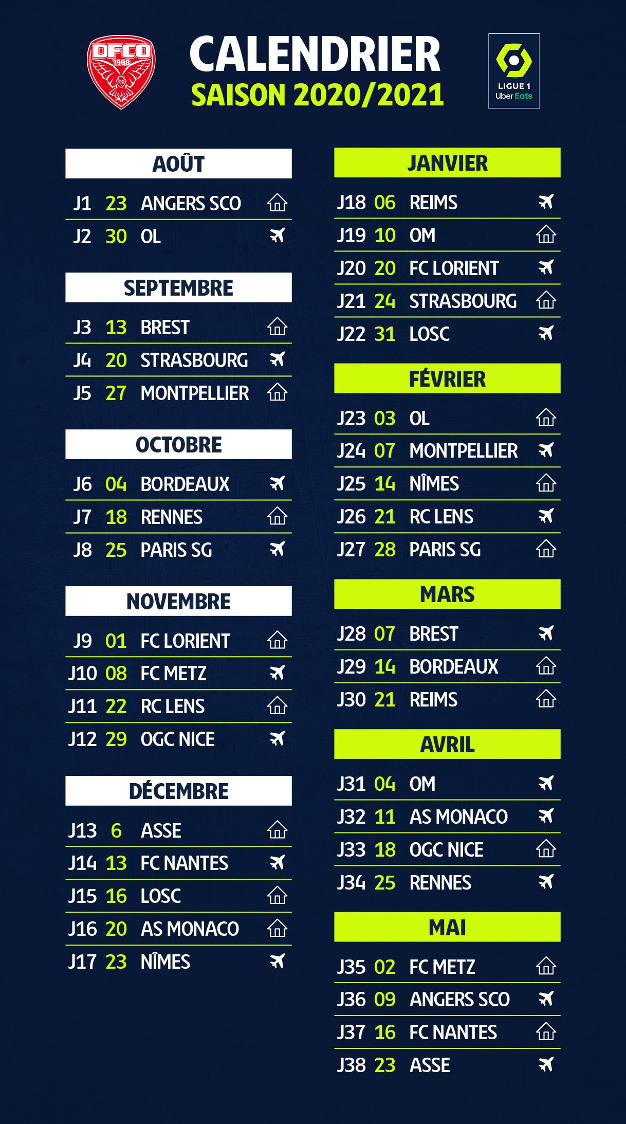 Calendrier Dfco Ligue 1 2023 2020/2021 : Le Calendrier Complet De La Ligue 1 — Alsa'sports