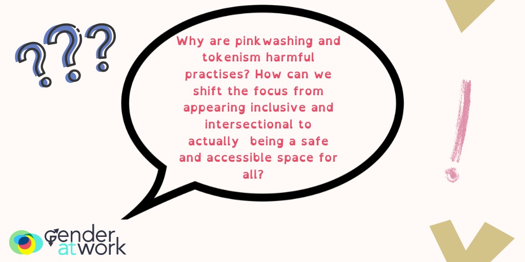 GenderatWork's tweet photo. This one happens a lot! We especially see it during #PrideMonth
Tell us why are pinkwashing and tokenism harmful practises? How can we shift the focus from appearing inclusive and intersectional to actually being?
#PrideAtWork #GenderAtWork, with @GenderatWorkInd https://t.co/CTrIaZNqnE