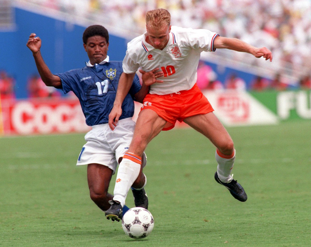 ftblsm's tweet photo. ... #Bergkamp's stunning solo effort. Ten minutes later from the corner, #AronWinter beat the keeper #Taffarel to the ball and the sides were level. Extra-time loomed but Brazil's winner came from an unexpected source: defender #ClaudioBranco struck a sumptuous 25-yard... https://t.co/4muADNHCBB