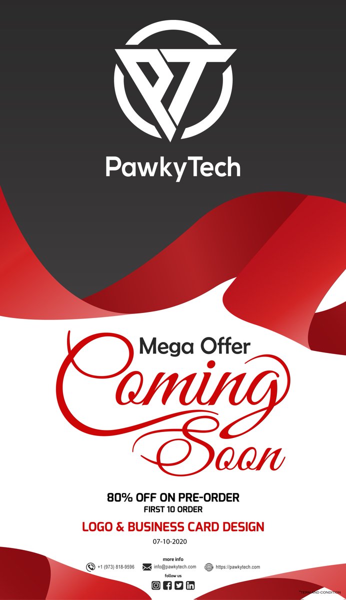 PawkyTech's tweet image. PawkyTech LLC #Business #SaleOff
Do not wait, Get your proper services. 
Call us :   +1 (973) 818-9596
E-mail us :   info@pawkytech.com
Visit us :  pawkytech.com