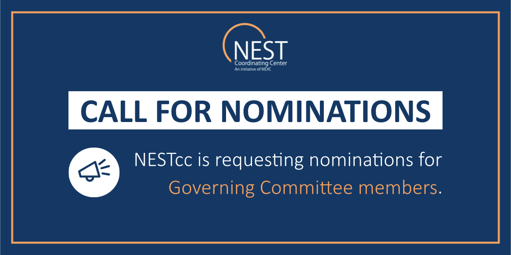 NESTcc is seeking nominations for 2 additional Governing Committee members. This targeted call seeks members from the Digital Health/SaaS, Healthcare Supply Chain Management, Public and Private Payer, and Health Technology Assessment stakeholder groups: bit.ly/3edLYoD
