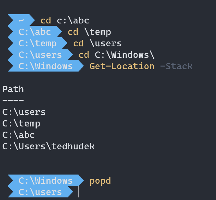 WindowsDocs's tweet photo. To see directory navigation history in #PowerShell, use Get-Location -Stack. Use Pop-Location (alias: popd) to go back to previous directories.
#TedsTips
#ThursdayTips https://t.co/5HZ5yk6kt5