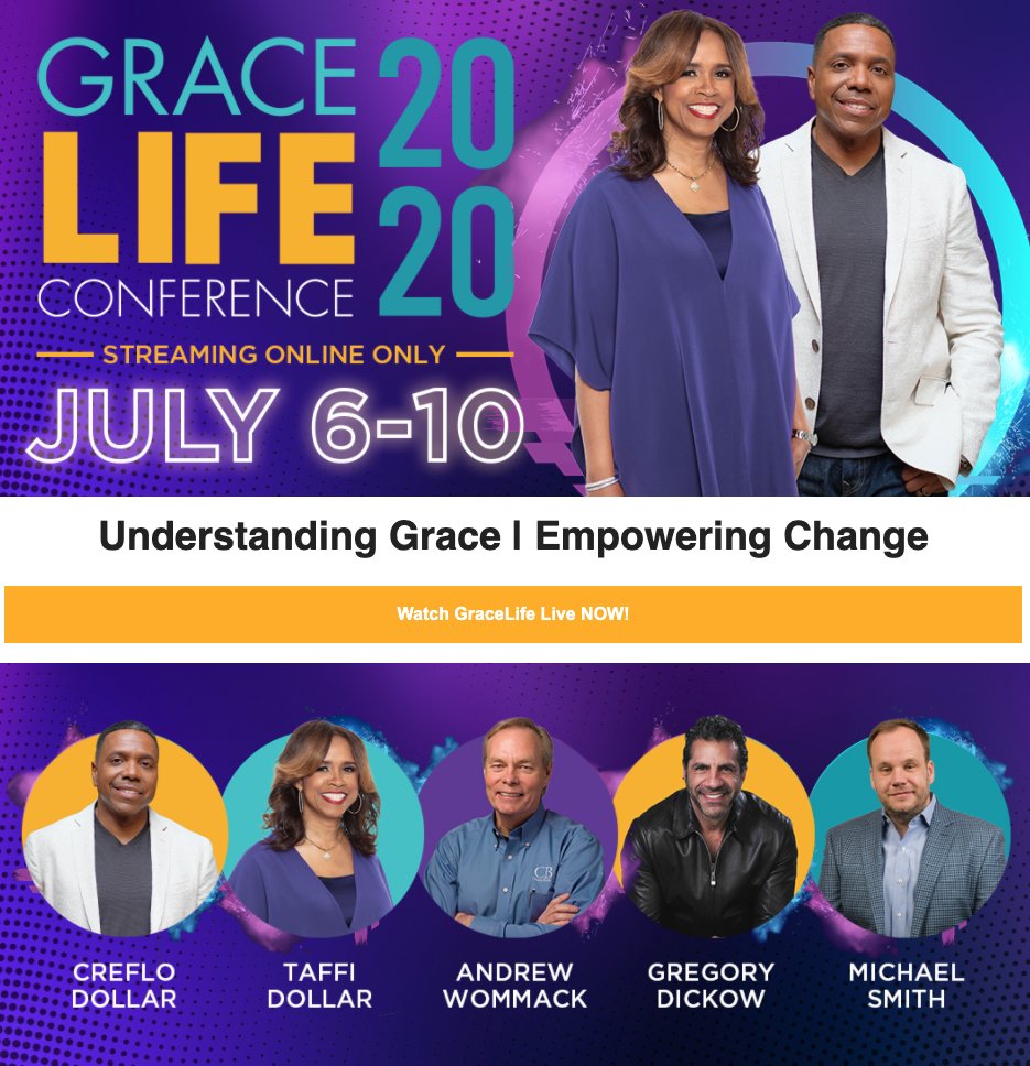 CYWNtv's tweet photo. Join us for the GraceLife Conference happening right now!
This year’s speakers, a powerful and dynamic line-up, include Dr. Creflo Dollar, Taffi Dollar, Andrew Wommack, Gregory Dickow, Michael Smith and special musical guests. See you online! https://t.co/hpL9GecA6K