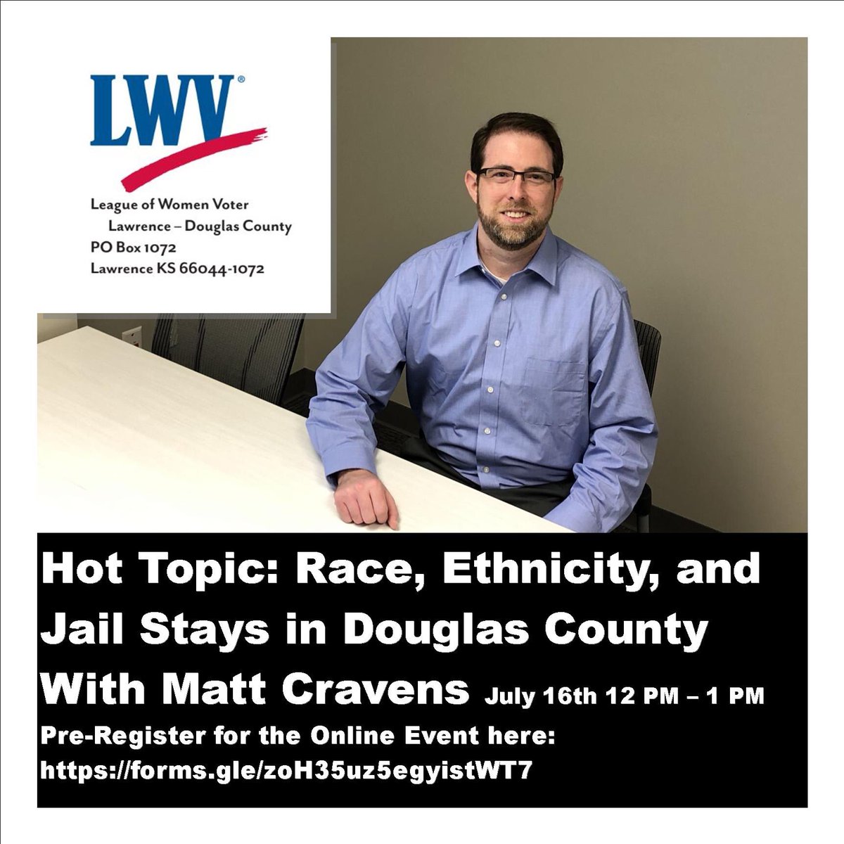 Hot Topic! Dr. Cravens presents results of analysis of racial &amp; ethnic disparities in Douglas County jail stays. The presentation considers how the results may serve as a springboard for further analysis on where/why disparities arise in Douglas County.  forms.gle/zoH35uz5egyist…