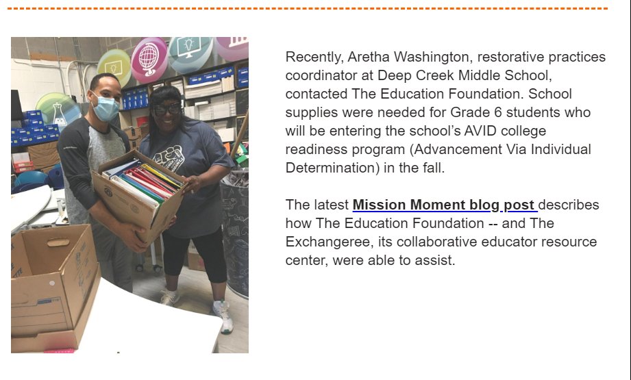 AWashington_RP's tweet photo. Shout out to The Education Foundation for assisting Deep Creek with our incoming Eagle Leaders. The Exchangeree is a great resource to assist Baltimore county educators meet classroom need. Always thinking our students. #DeepCreekMSOne #BCPS #MTSS #Restorative #foundationbcps https://t.co/5SL26VYJF7