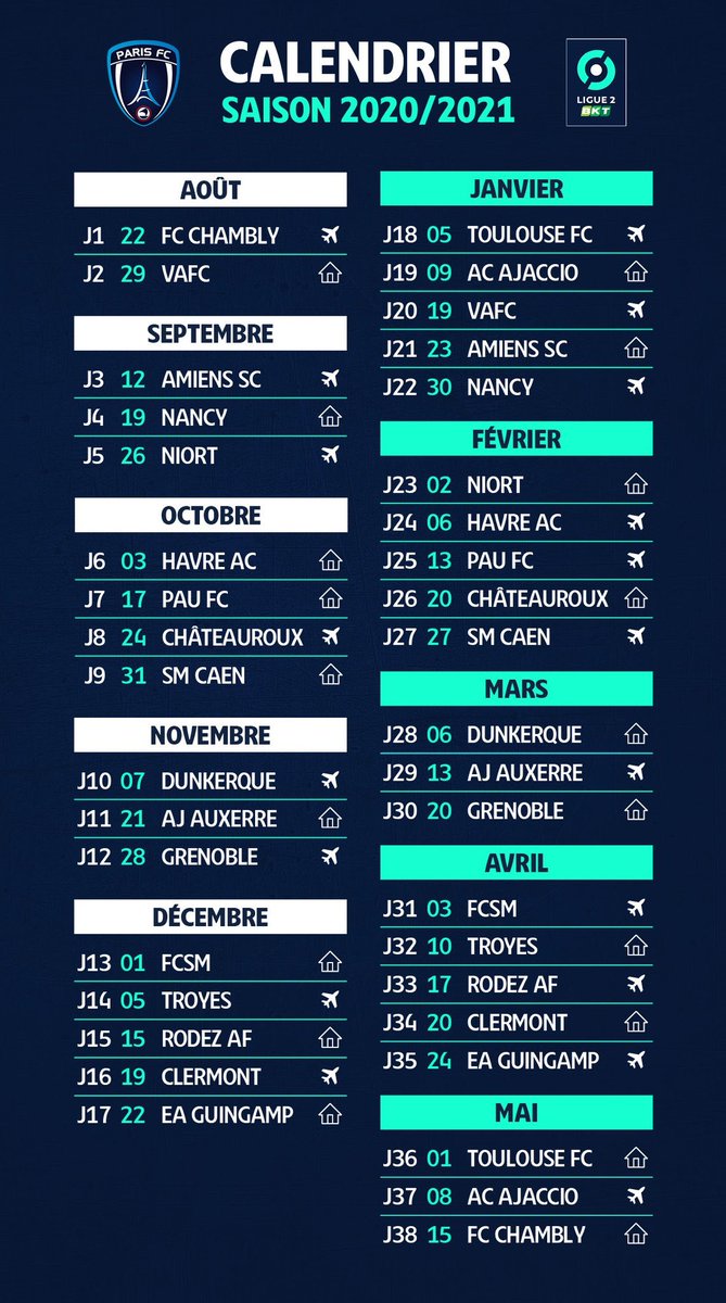 L’attente fut longue mais le voilà enfin ! 
Nous nous déplacerons à Chambly le samedi 22 août pour le premier match de la saison.
Tu souhaites faire le court déplacement dans l’Oise mais tu ne sais pas comment ?
Contactes-nous en privé !
Allez Paris FC