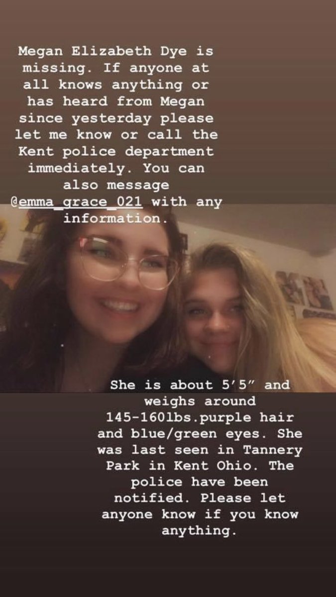 cassiemccoy03's tweet image. If you see this PLEASE RETWEET!! Megan Dye, a classmate of mine, has gone missing. Please do not skip this, we have to find her and get her home. This is terrifying.