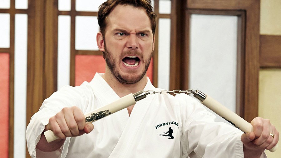 snake as andy dwyer as johnny karate