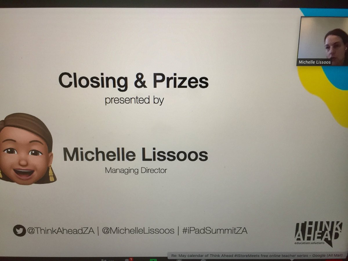SamanthaPerfec2's tweet photo. Sadly this incredible experience is coming to a close - with thanks from ⁦@MichelleLissoos⁩ and our incredible ⁦@ThinkAheadZA⁩ team &amp; guest speaker and of cause you, our delegates #iPadSummitZA #CouchToClass https://t.co/M8Hmq7OEno