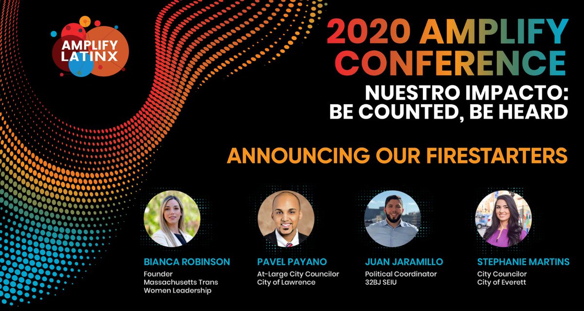 Announcing our 2020 <a href="/AmplifyLatinx/">we are ALX</a> Conference Firestarters! 🗣️ <a href="/Payano/">Pavel Payano</a> <a href="/stephforeverett/">Stephanie Martins</a> <a href="/MAJuanJaramillo/">Juan Pablo Jaramillo</a>

Fridays, July 17th &amp; 24th, hubs.ly/H0sj2fj0

#AmplifyLatinx #2020AmplifyConference #NuestroImpacto #BeCountedBeHeard #ThisIsHowIAmplify #BeTheSolution