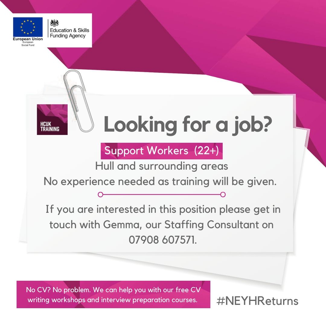 local_training's tweet photo. As well as offering FREE training @hcuk_training works with local companies to find work placements and jobs for learners. Launching today is the Thursday Job Club. Let us help you build the skills to succeed.  @HumberLEP  @JCPinHumber #humberjobsfuse #neyhreturns #jobshull https://t.co/lbHed3szgA