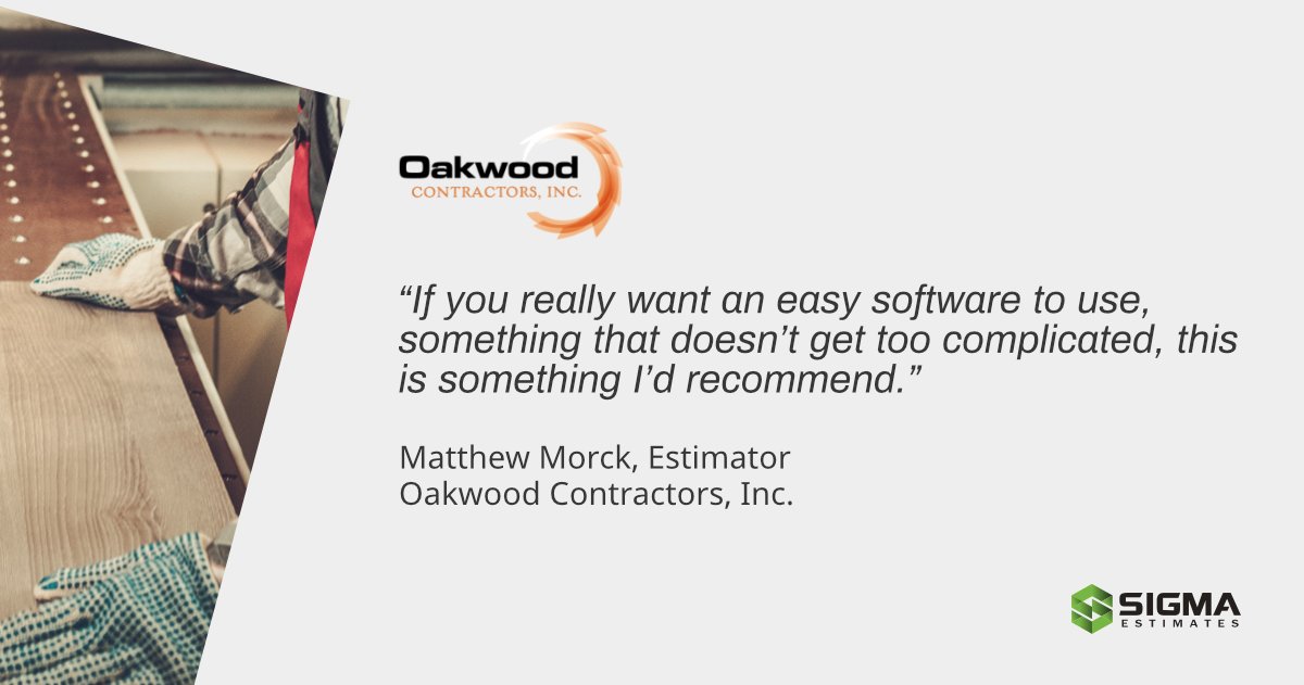 SigmaEstimates's tweet photo. Oakwood Contractors: A Chicago-Based Contractor Chooses Sigma as a Faster Construction Estimating Software. 

Read more: https://t.co/RRBN2dE1D3 https://t.co/OwqoM48FVB