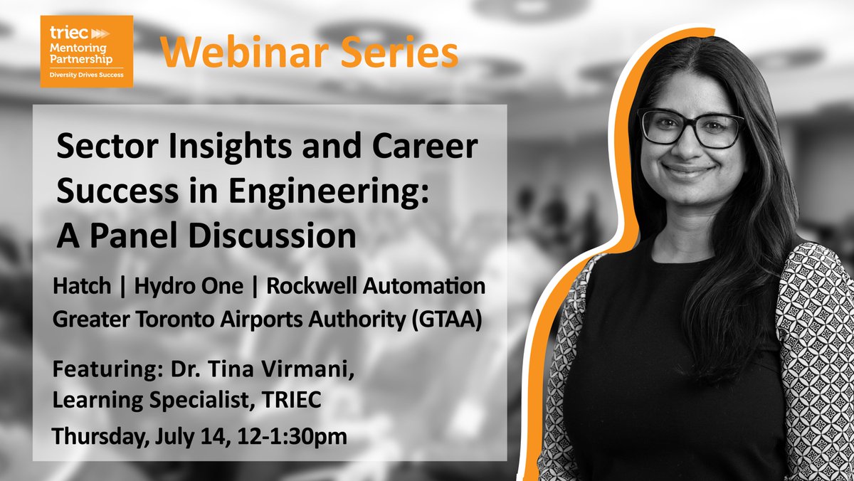 TRIEC's tweet photo. Are you a newcomer professional who is looking for a job in #engineering? Join #TRIECMentoring Partnership Webinar Series to gain insights from @HATCHglobal @HydroOne @ROKAutomation Greater Toronto Airports Authority (@TorontoPearson). Learn more:  https://t.co/9mVk5DPgOC https://t.co/TgghTDo7zP