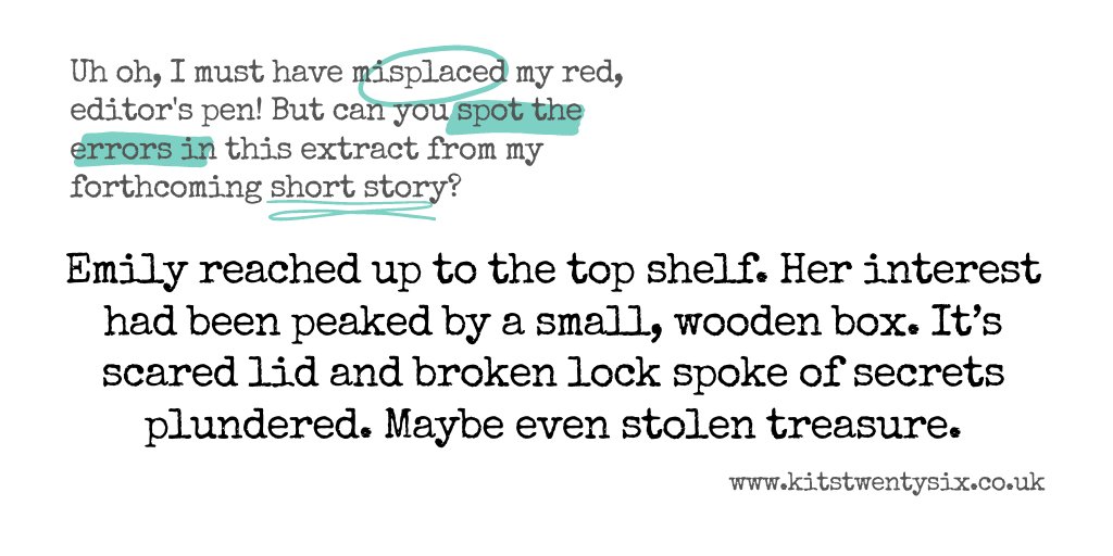 kitsattwentysix's tweet photo. Uh oh, I must have misplaced my red, editor's pen! 🖍️ But can you spot the errors in this extract from my forthcoming short story? 📕 Comment your answers below!
#WritingCommunity #amwriting #amediting #freelanceeditor #lookingforaneditor #editorwanted #proofreaderwanted https://t.co/WHKTNdrDrC