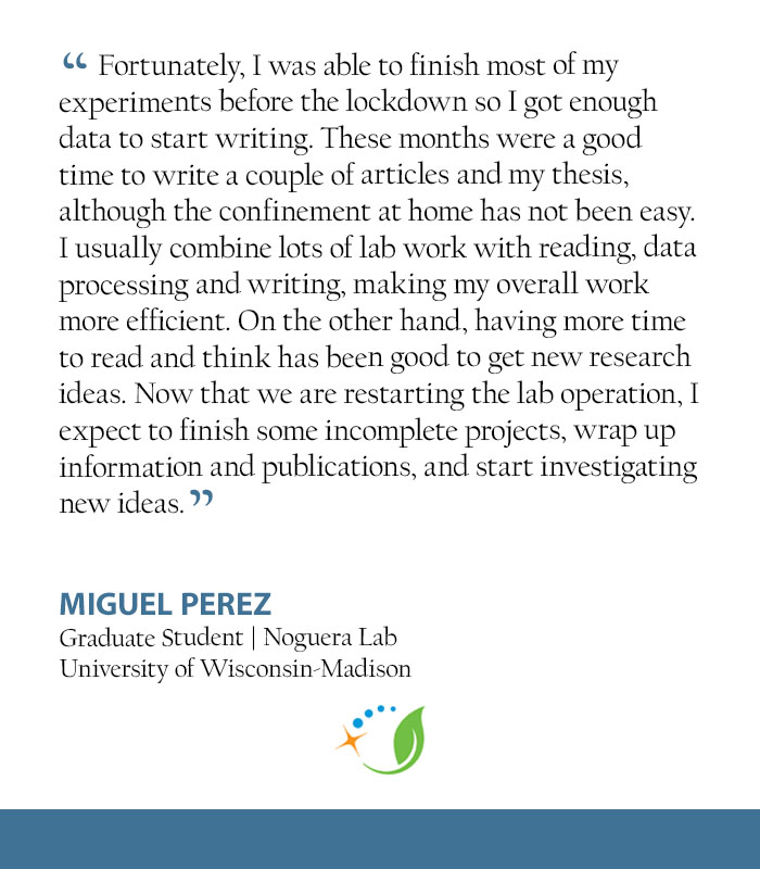 GLBioenergy's tweet photo. This week, we're featuring Jose Miguel Perez, PhD student in Noguera Lab, and his story of how #ScienceGoesOn at #GLBRCRightNow.
“Having more time to read and think has been good to get new research ideas.” https://t.co/Ojrip25afR