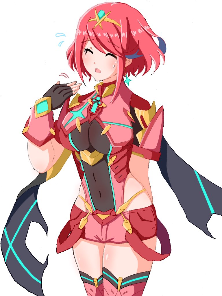 ホムラ(ゼノブレイド2) 「あっついも!!! 」|えりんぎのイラスト