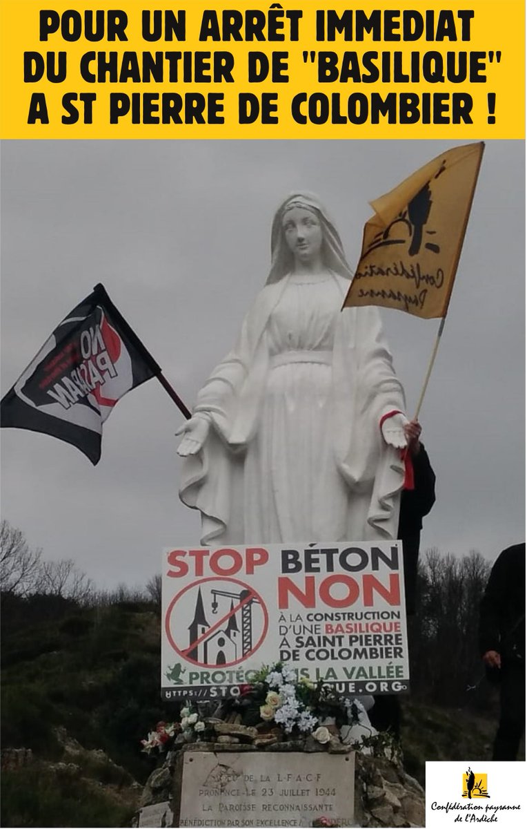 ConfPaysanne07's tweet photo. 📣@barbarapompili, vous vous êtes réjouie de l'abandon du Center parc en #Isere, un projet absurde selon vous

👉Serez vous assez cohérente pour demander à @prefet07 de stopper le projet tout aussi absurde de basilique dans une petite vallée d'#Ardèche? 

https://t.co/4gsBQgbSdf https://t.co/Wo7h8skNeC