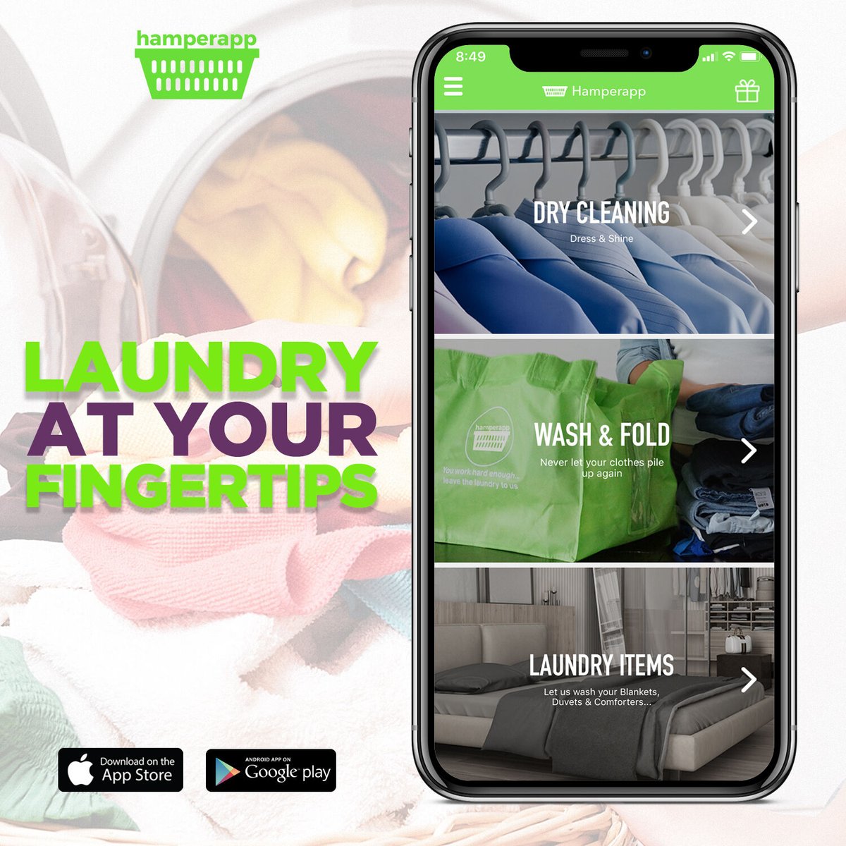 hamperapp's tweet photo. What better way than Laundry at your fingertips. Check out our app available on @apple @googleplay 
.
.
.
.
#Laundryonthego #hamperapp #laundry #washandfold #drycleaning #nomore
#app #miami #delivery #cleanclothes #Northmiami #Wynwood #Doral #Kendall #Doral #Miamibech #Edgewater https://t.co/JxeJ9KViP5