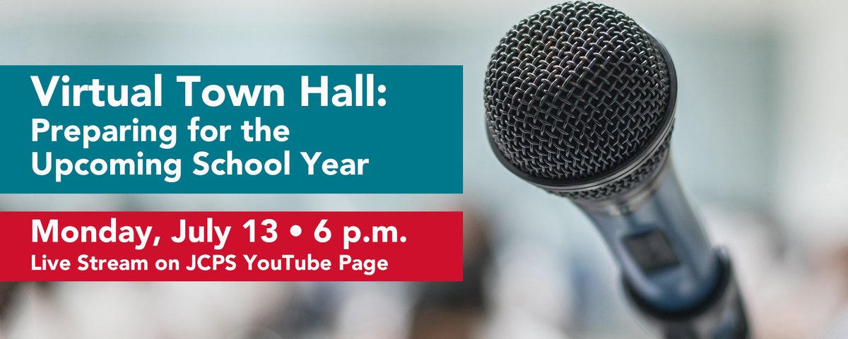 JCPSKY's tweet photo. 🗓️SAVE THE DATE | Join us Monday evening for our Virtual Town Hall. This is a great opportunity for the community to share feedback about the upcoming school year. You can also send in your questions ahead of time by replying below. 

DETAILS ➡️https://t.co/6gVLf9otVT

#WeAreJCPS https://t.co/wJADANF4PP
