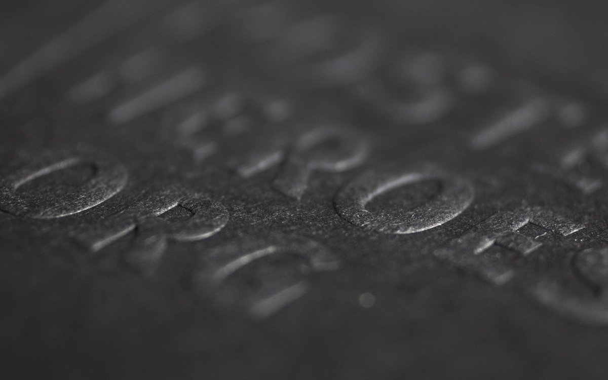 Close up impression left from a blind embossing on Senses Sable Black.

#printfinishing #embossing #madewithsenses #senses #sensespaper #black #typography #typespire #goodtype #creative #graphicdesign #wigstonpaper #creativepaper #print