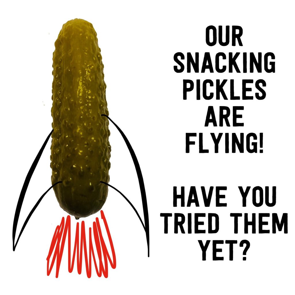 SeriousPig's tweet photo. It’s true!
It’s the future!
Crunchy tangy baby gherkins launch snacking into orbit. Seriously, who needs Elon Musk?
#pickles #gherkins #babygherkins #snacking #snack #cornichon #seriouspig #serioussnacking 
https://t.co/o2ADNOGuGp https://t.co/IJ2g2s4KsI