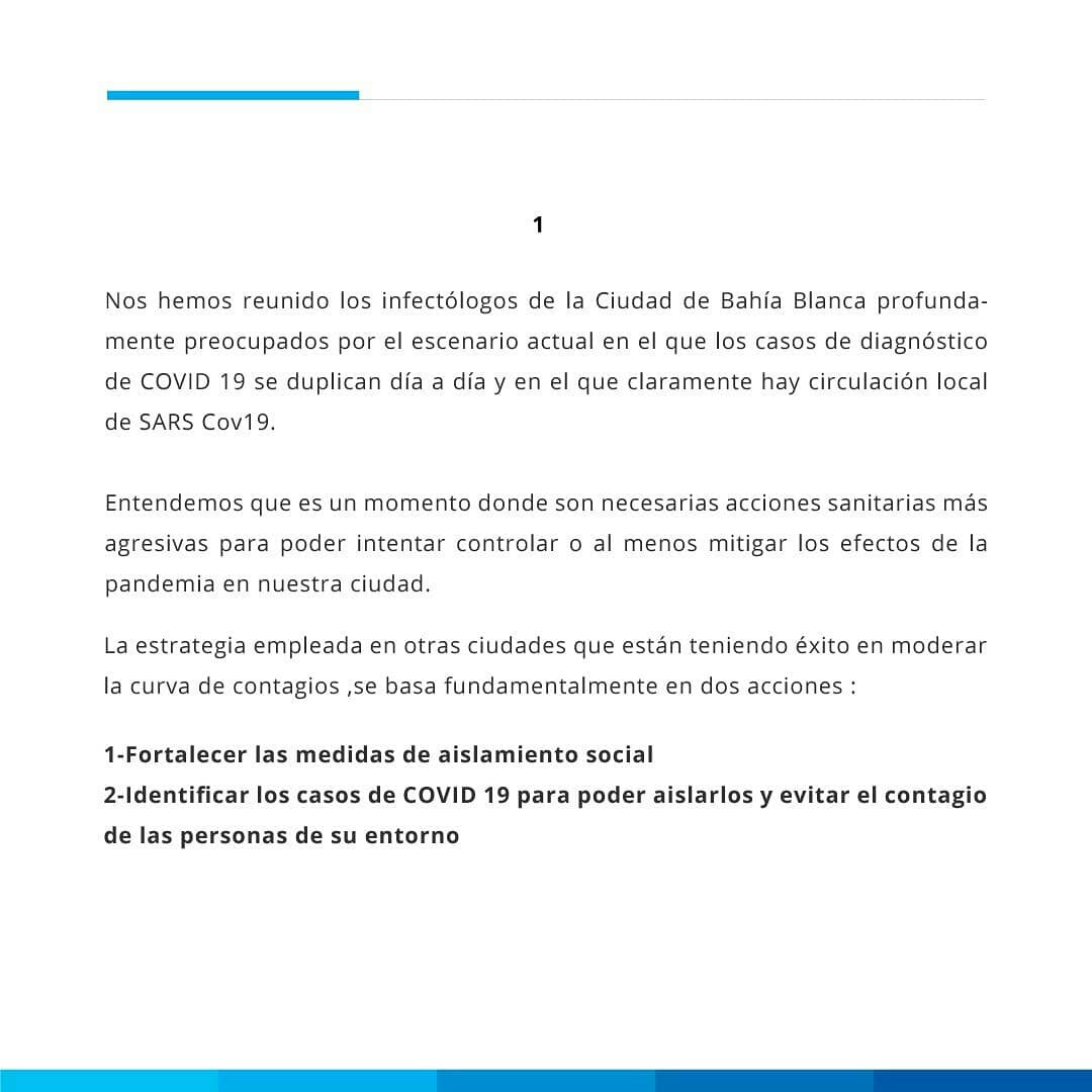 fsusbielles's tweet photo. Comparto la preocupación de las y los infectólogos de la ciudad, que a través de esta carta se expresaron acerca de la situación actual en Bahía y las acciones que debemos llevar a cabo para controlar la pandemia.

Estamos a disposición, porque de esto solo salimos todos unidos. https://t.co/O2n05fEWbB