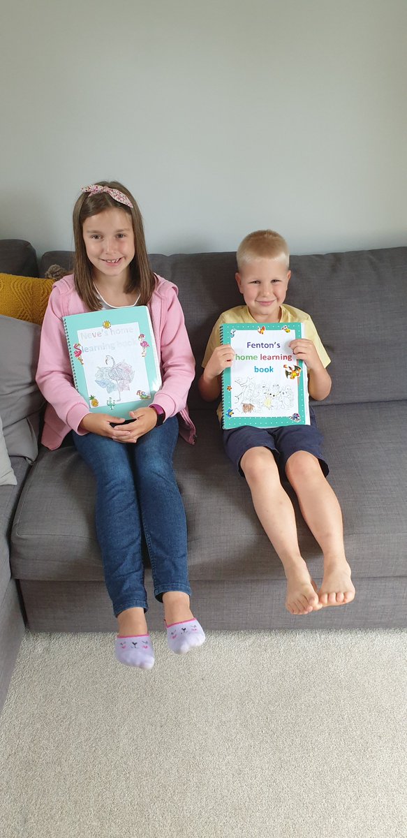 Emma80Jones's tweet photo. @sfsmtweets @StFaithsTweets  both have completed book 1 of lockdown home school work. Lovely to be able to look through &amp; remember it all (including the falling outs, us quickly looking info up to be able to help &amp; the days when we scrapped it for the paddling pool &amp; ice cream) https://t.co/dgb2v0GO7j