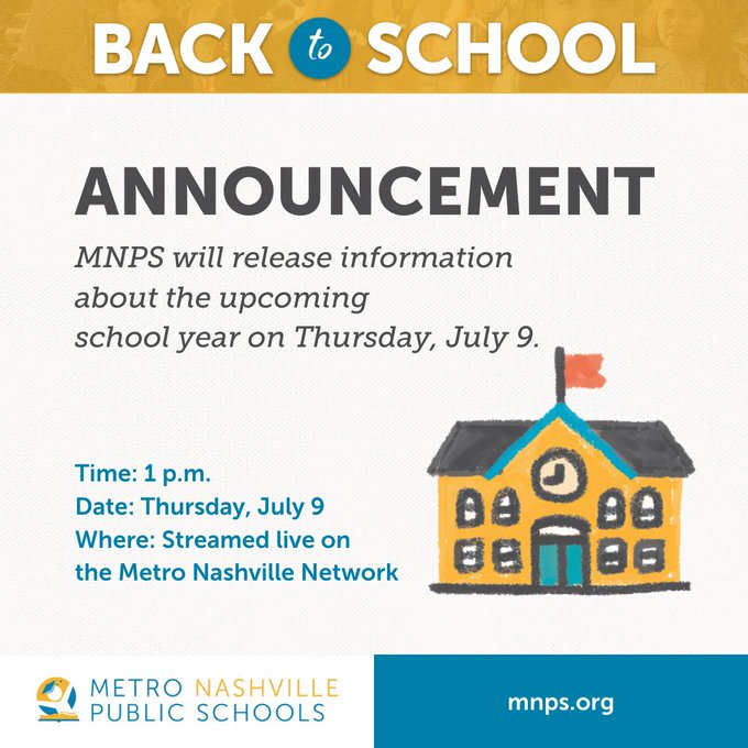 MNPS en  español (@mnps_spanish) on Twitter photo Estudiantes y familias:  Les recordamos que MNPS anunciará los planes oficiales de regreso a clases para el próximo año escolar a la 1 P.M. HOY, 9 DE JULIO. Pueden ver detalles en @MNPSGOV y por Facebook: 
mnps.org/blog/2020/7/6/…
<a href="/rubendepena/">Ruben E. De Pena</a> <a href="/MNPS_EL/">MNPS EL Office</a> Estudiantes y familias:  Les recordamos que MNPS anunciará los planes oficiales de regreso a clases para el próximo año escolar a la 1 P.M. HOY, 9 DE JULIO. Pueden ver detalles en @MNPSGOV y por Facebook: 
mnps.org/blog/2020/7/6/…
<a href="/rubendepena/">Ruben E. De Pena</a> <a href="/MNPS_EL/">MNPS EL Office</a>